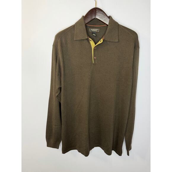 Tommy Bahama Silk Cashmere Polo Sweater Long Sleeve Brown Sz M Preppy - Picture 4 of 8